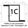 Profilo Z serramenta 1C grezzo nero da 35 mm tagliato a misura Lamiera