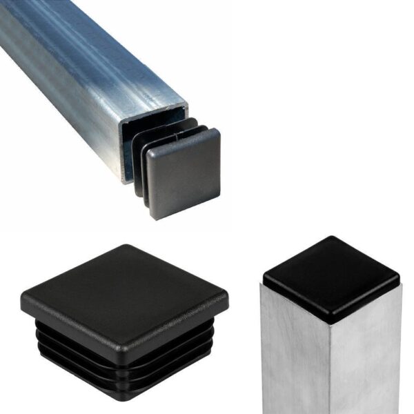 Tappi quadri in Pvc nero ad ifilare a pressione per tubi di ferro ferro zincato alluminio acciaio inox 2